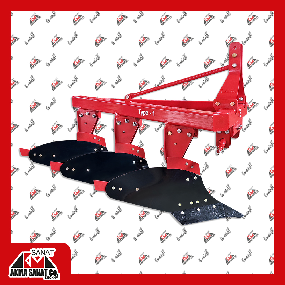 گاوآهن برگرداندار یکطرفه سه خیش قوطی قرمز (میل لنگ متحرک) ۱۲ اینچ Type-۱